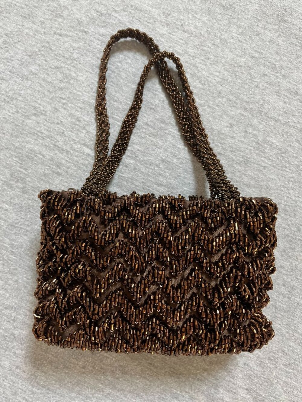 La Regale Brown Beaded Mini Shoulder Bag